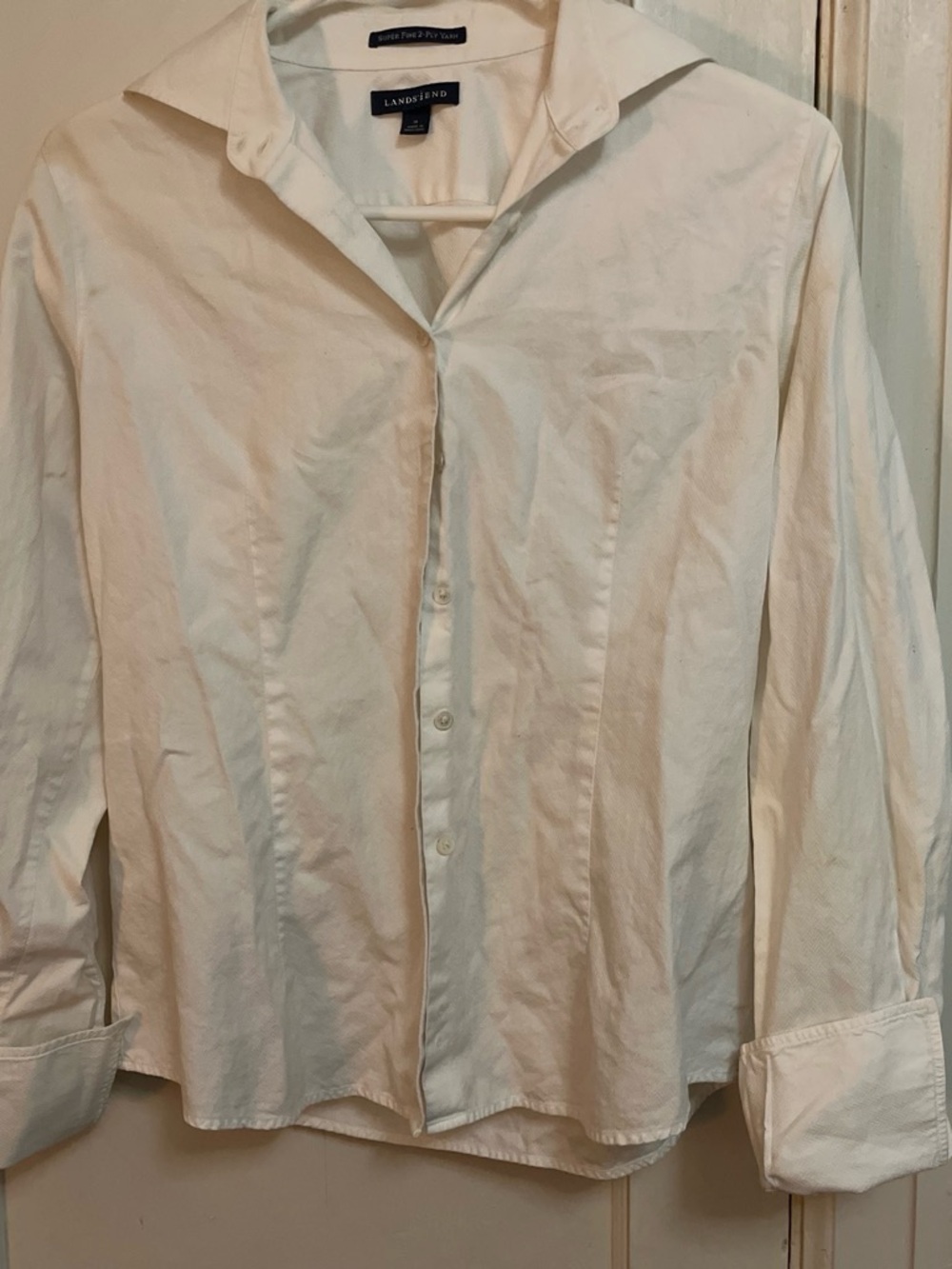 Lands' End Women's White Button-Up Dress Shirt